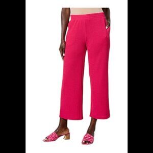 Colleen Lopez Women's Textured Knit Cropped Wide-Leg Pant Pink - Regular